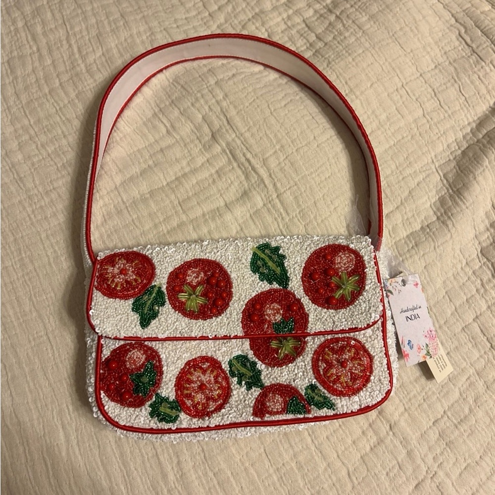 Tomato beaded bag